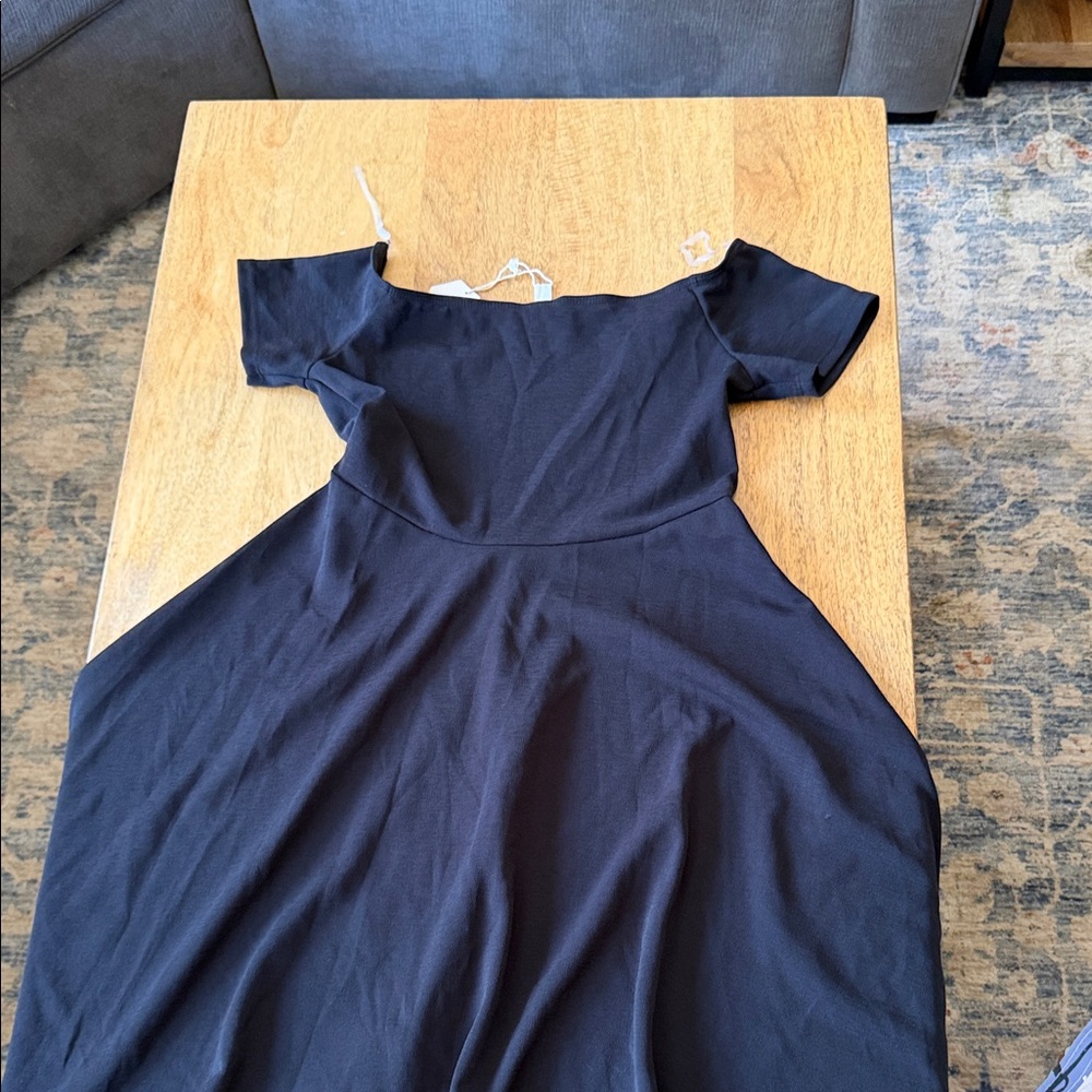 Pinkblush Black Off-Shoulder Midi Dress